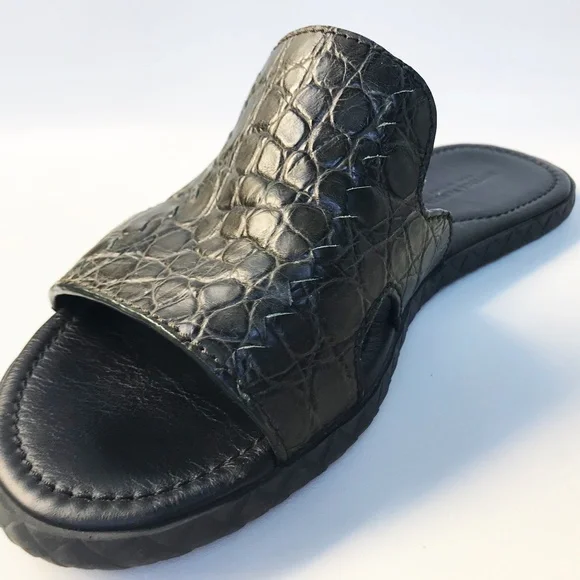 BOTTEGA VENETA SUNDAY FLAT SLIPPER GREENISH CROCODILE LEATHER OPEN TOE MEN'S 42